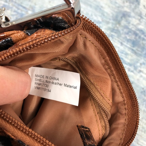 Faux patent leather leopard print zip wristlet - Picture 7 of 8